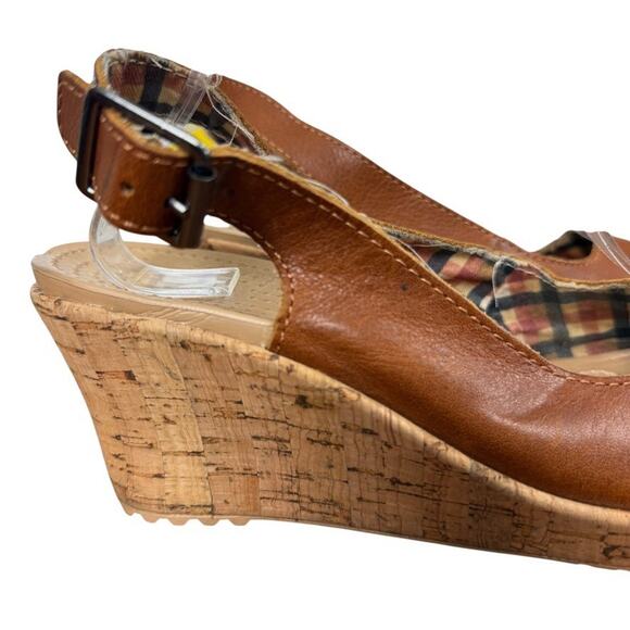 Crocs A-Leigh Leather Brown Cork Wedge Slingback Open Toe Sandals Shoes sz 7 - Picture 12 of 16